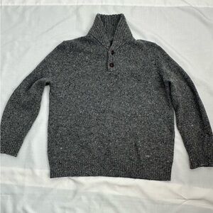 J. Crew Men’s XL Speckled Gray Knit Henley Pullover Wool Sweater